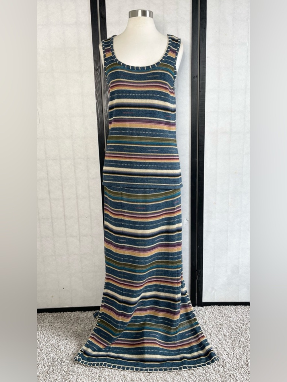 Double D Ranch Striped Knit Tank top and skirt set. Size: M - Picture 2 of 11
